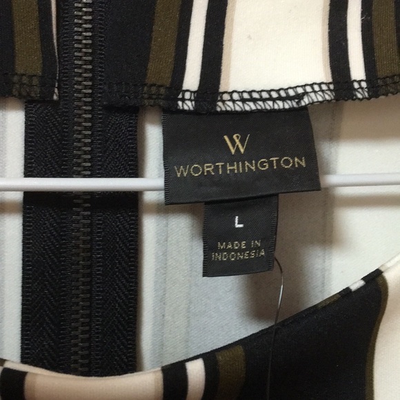 NWT Worthington Black Museum Striped Top - Picture 3 of 6